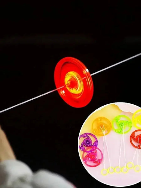 6-Pack LED Light-Up Hand-Pulled Flywheel Toys — Multicolor Party Favors & Pinata Fillers for Kids