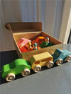 Wooden Montessori Rainbow Stacking Bridge with Cars and Trees