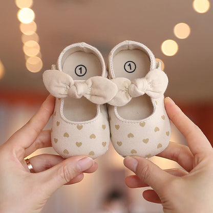 Khaki Baby Casual Shoes 0-18M Infant Toddler Bowknot Non-Slip Rubber Soft-Sole Flat PU First Walker Newborn Mary Janes