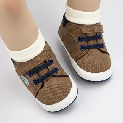 Meckior Baby Casual Canvas Sneakers – High Top Sports Shoes for Boys & Girls, Anti-Slip Soft Sole First Walkers Crib Shoes