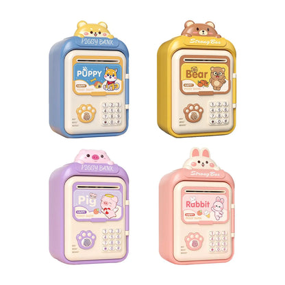 Electric ATM Money Bank Automatic Roll Cash Security Box Kids Piggy Bank with Password Lock Birthday Gift