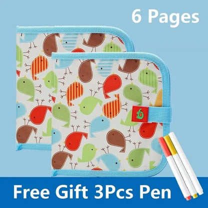 Children’s Magic Blackboard – Educational Drawing Toy with 6-Sided Erasable Boards, Water Wipe Surface, and 3 Chalk Pens Coloring Book for Kids