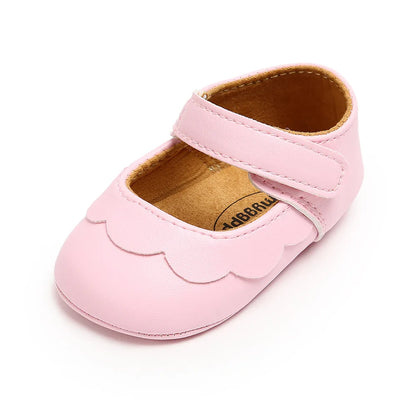 Meckior Baby Girl Shoes – Leather Rubber Sole Anti-Slip Toddler First Walkers, Newborn Infant Crib Shoes