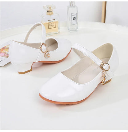 High Heels Girls’ Shoes – Formal Occasion Bridesmaid Ceremony Princess Party Sandals, White & Black School Sandals for Girls