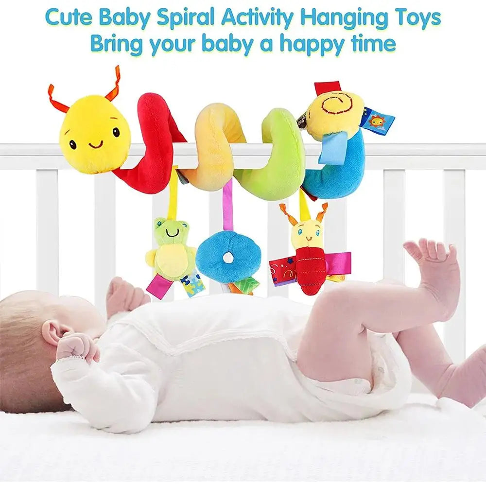 Newborn Soothing Bed Rattle with Teething Toy, Small Animal Bed Bell and Hand Puppet