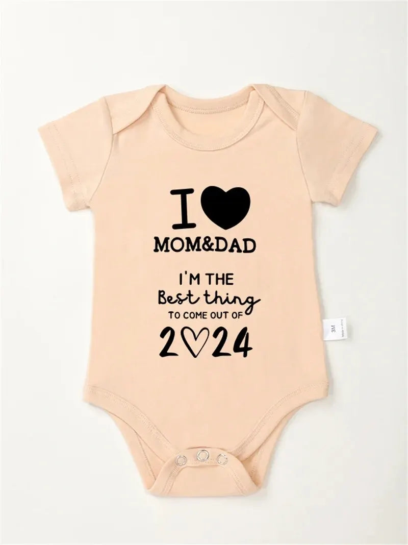 I Love Mom & Dad Baby Romper – Cute Newborn Bodysuit for Boys & Girls, Comfortable Cotton Outfit