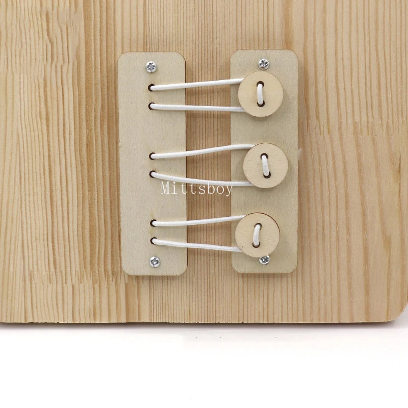 Busy Board Accessories – Montessori Wooden Toy with Key, Lock, Switch, Slides, and Paillette for Early Education Training and Learning Gifts