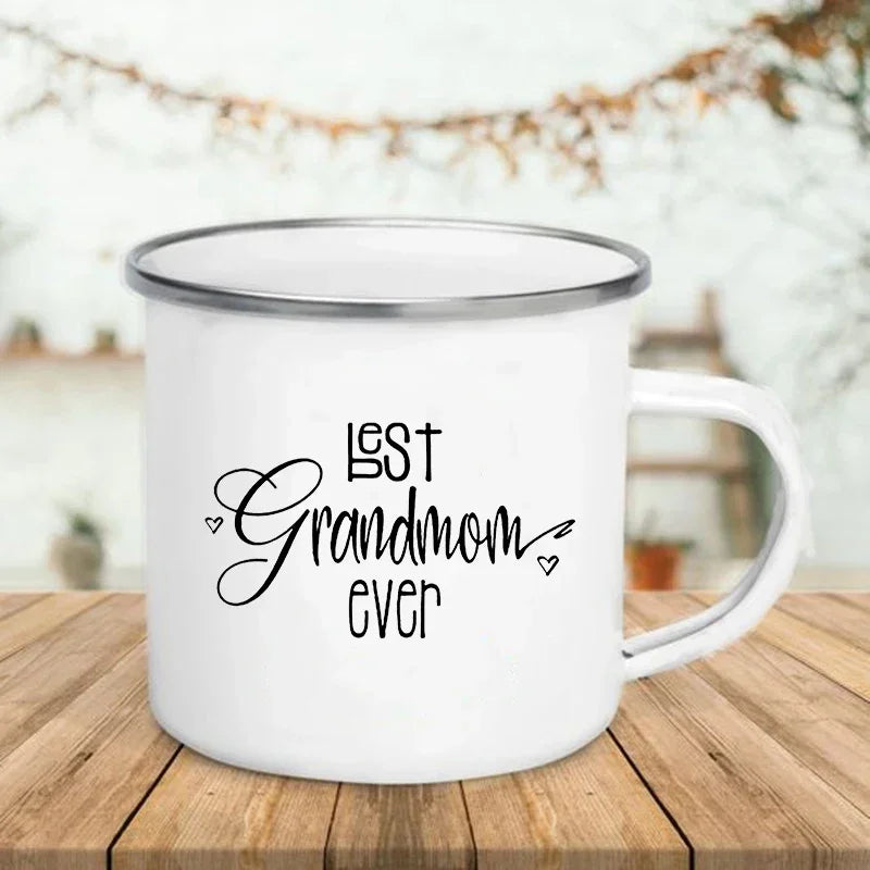 Best Mom/Dad Ever Enamel Mug - Funny 'Best Mom/Dad Ever' Coffee & Tea Cup with Handle - Gift for Mom & Dad