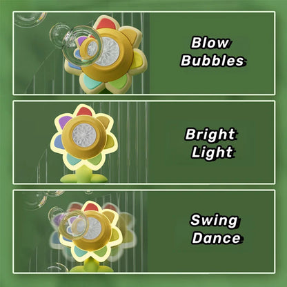 Sunflower Bubble Machine for Kids – Battery-Powered Automatic One-Button Bubble Maker with Shaking Head & LED Lights