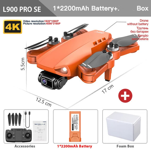 L900 Pro SE GPS Drone 4K HD 5G WiFi FPV Camera Quadcopter Brushless Motor RC Mini Drone for Kids Toy