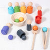 Wooden Color Sorting Toy Set - Figure Dolls & Matching Cups for Toddlers (Ages 3-6)