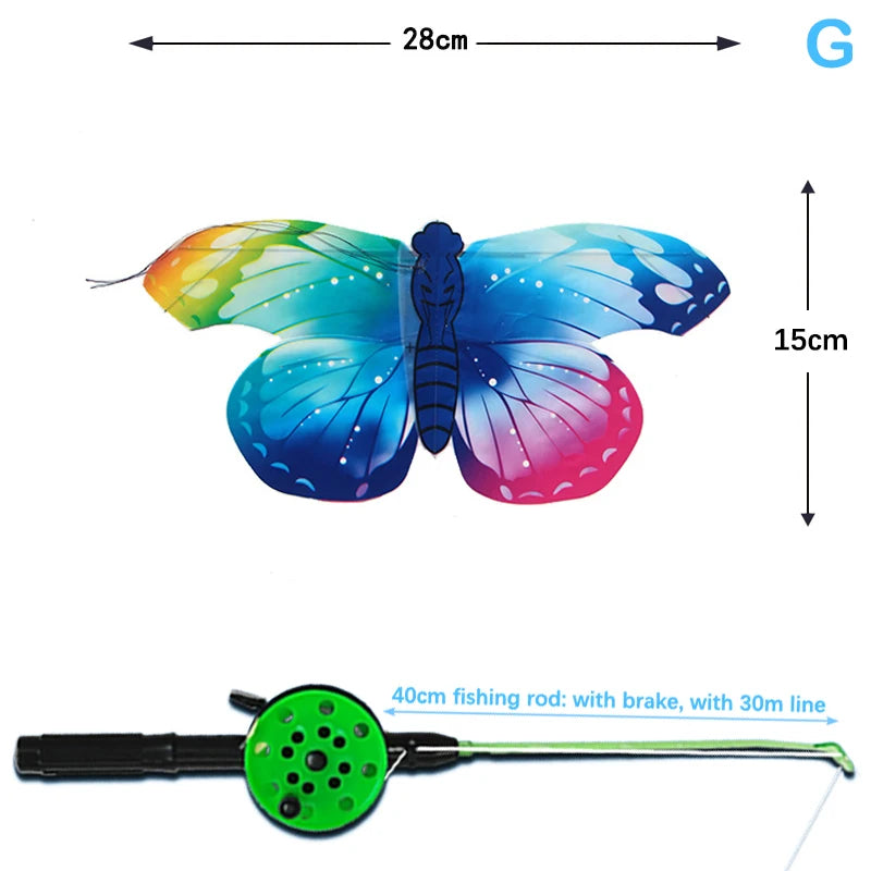 1 Set Children’s Kite Toy – Cartoon Butterfly, Swallow, Eagle Kite with Handle, Kids Flying Outdoor Toy