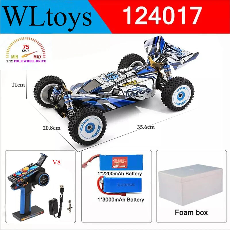Wltoys 124017-V8 1/12 Racing RC Car with 4WD Brushless Motor and 75km/h Speed