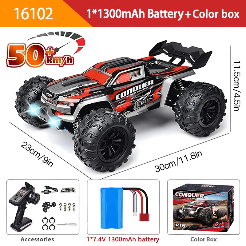 1:16 4WD RC Car with 70km/h Speed, LED Lights, and High-Speed Drift