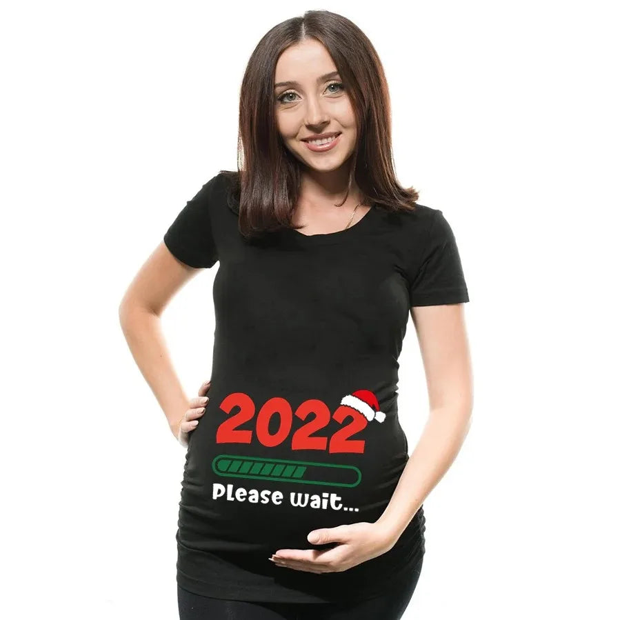 Baby's 1st Christmas Maternity T-shirt Snowman Buttons Funny Pregnancy Tee Cute Christmas T-shirt Pregnant Maternity T-shirts