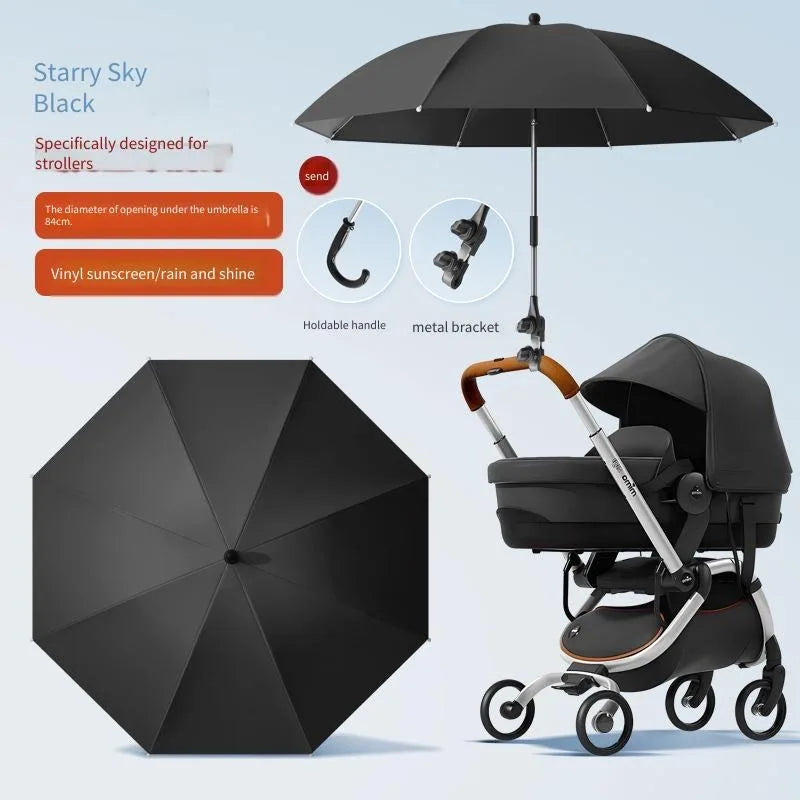 Baby Stroller Solid Color Sunade Umbrella Sunshade Bendable Arm Clip-On Handle Trolley Sunshade Accessory for Outdoors