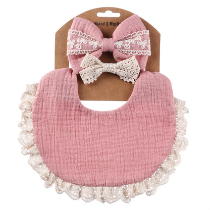 3Pcs/Set Muslin Cotton Bamboo Baby Bibs with Tassel Lace | Adjustable Feeding Drool Burp Cloths for Boys & Girls | Infant Scarf Towel Set - Kidzy Market