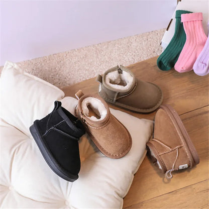 Winter Baby Snow Boots Warm Plush Leather Shoes Non-Slip Toddler Boots