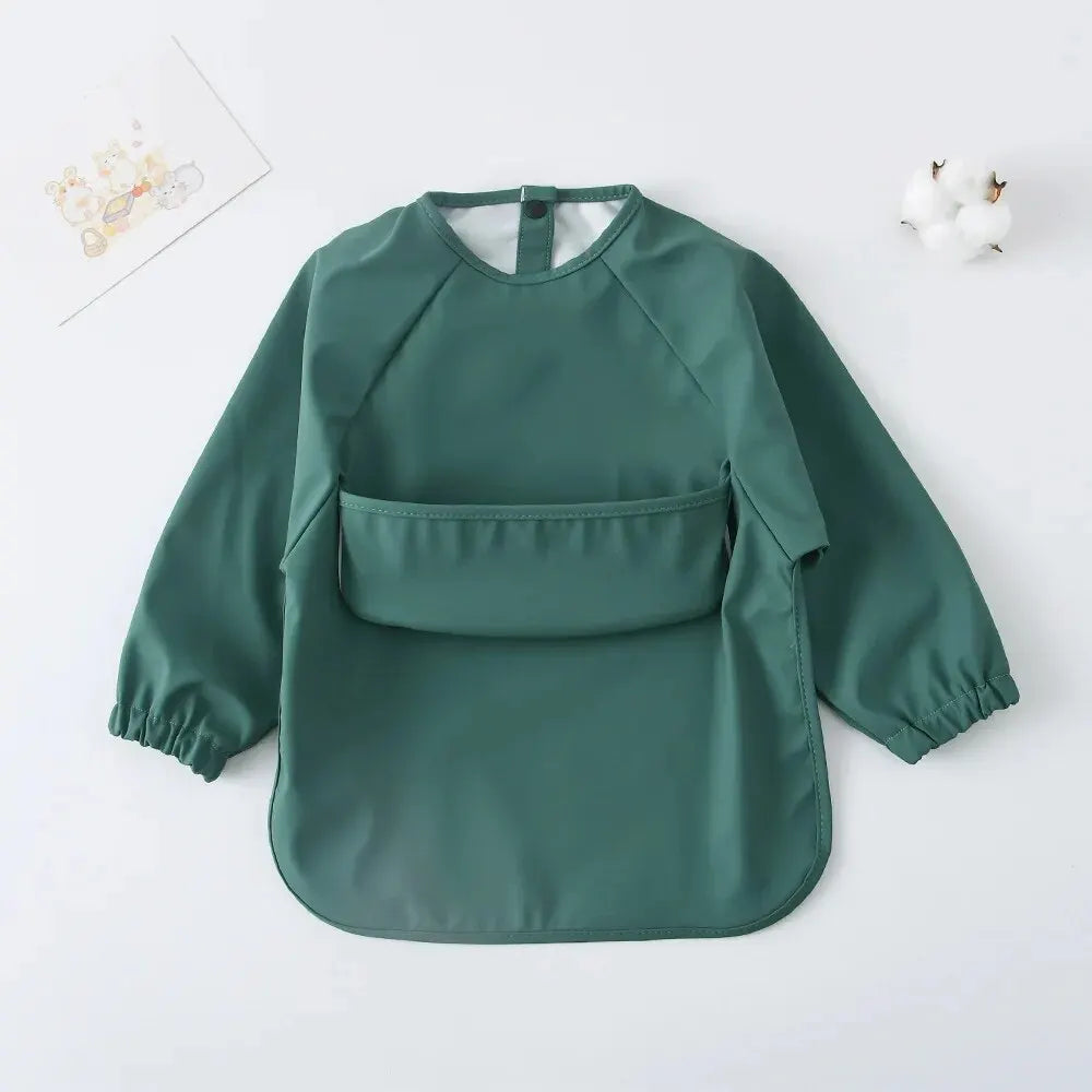 1-Piece Solid Color Baby Art Smock – Waterproof Long Sleeve Feeding Bib Apron for Kids, Soft & Comfortable - Kidzy Market