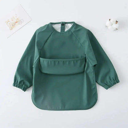 1-Piece Solid Color Baby Art Smock – Waterproof Long Sleeve Feeding Bib Apron for Kids, Soft & Comfortable - Kidzy Market