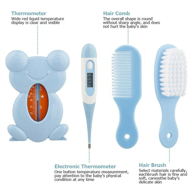 13PCS/Set Baby Health Care Kit - Newborn Nail Clippers, Hair Grooming Brush, Thermometer, Baby Essentials - Safe Material