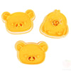 3-Piece Cute Bear Sandwich Mold Set - Bread Cake Biscuit Embossing Cutter