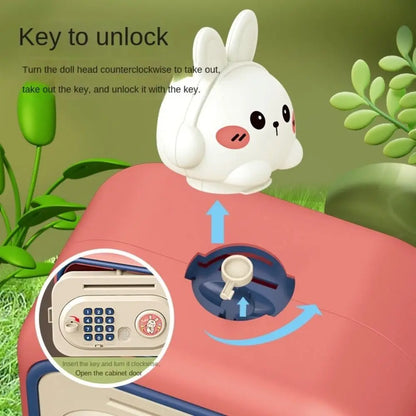 Password Lock Automatic Roll-Up Savings Bank Fingerprint Protected Voice Reminder Children's Cartoon Money Safe Box
