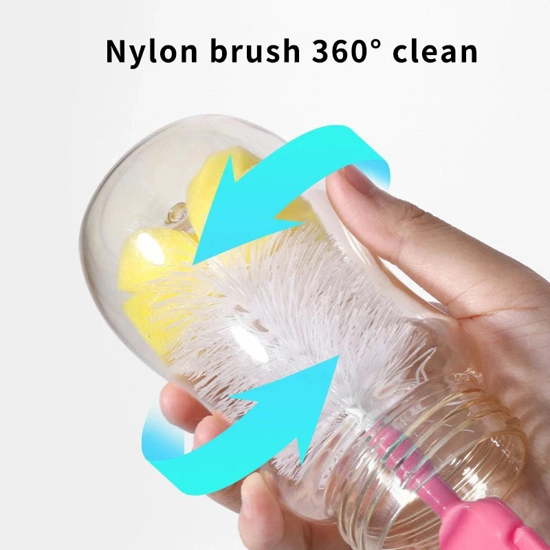 5PCS Bottle Cleaning Brush Set - Nipple & Straw Brushes Made of Sponge and Nylon for Safe and Efficient Cleaning