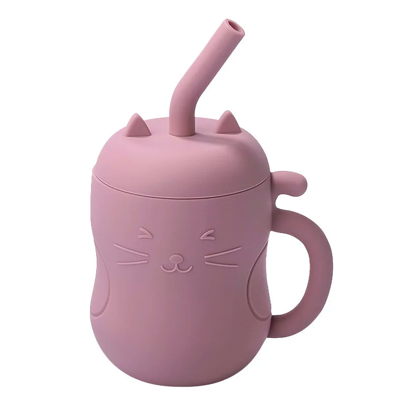 1pc Baby Silicone Straw Cup - BPA-Free, Portable Snack Container, Leakproof Kids Learning Drink Cup & Feeding Cup