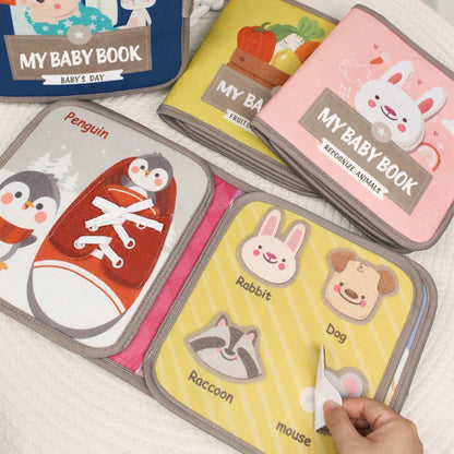 Montessori Busy Book – Animal Cognitive Fabric Puzzle and Sensory Toy for Early Education
