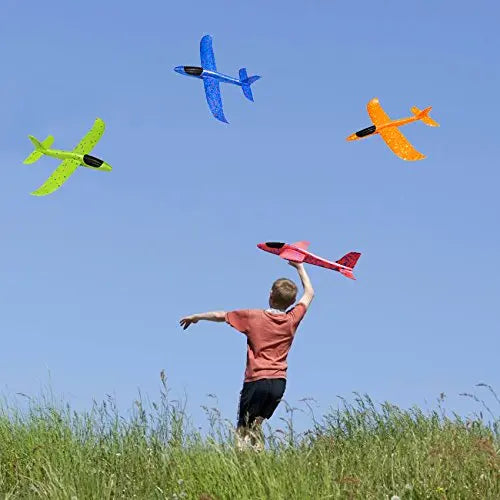 Large Foam Plane Glider 36 cm (14.17 in) and 48 cm (18.9 in) Hand Throw Airplane Outdoor Kids Toy Gift