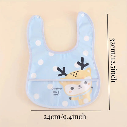 5-Piece Set – Random Cartoon Animal Waterproof Baby Bibs for Boys & Girls, Adjustable Toddler Feeding Bibs & Saliva Bibs - Kidzy Market