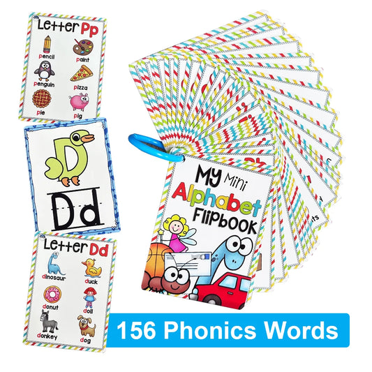 Alphabet 26 Letters & 156 Phonics Words English Flash Cards - Early Development Educational Toys, Montessori Learning for Kids