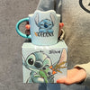 Disney Stitch Ceramic Kids Mug – Cartoon Handgrip Children's Water & Coffee Cup, 1-Pack Gift