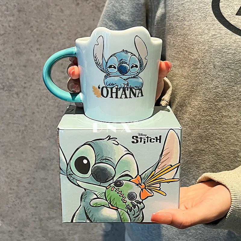 Disney Stitch Ceramic Kids Mug – Cartoon Handgrip Children's Water & Coffee Cup, 1-Pack Gift