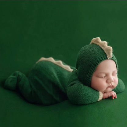 Ylsteed Knitted Newborn Dinosaur Outfit for Photo Shoot Baby Boy Photography Clothes Cute Animal Design Jumpsuit