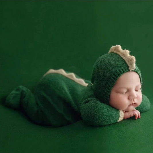Ylsteed Knitted Newborn Dinosaur Outfit for Photo Shoot Baby Boy Photography Clothes Cute Animal Design Jumpsuit