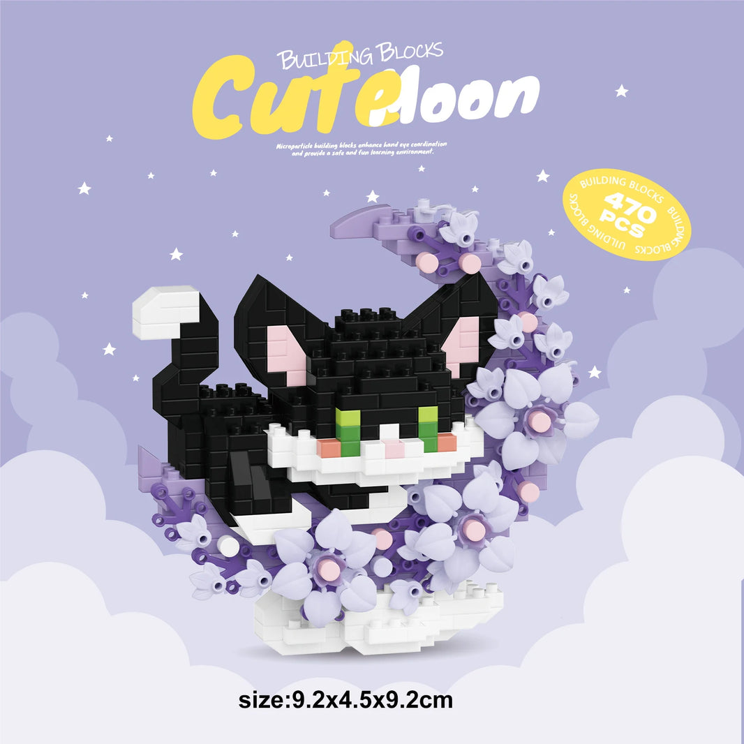 Mini Dog, Cat, Panda, and Raccoon Building Block Models – Cute Pet Ornaments Toy for Kids