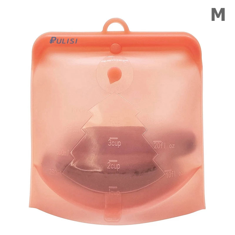 PULISI Silicone Reusable Food Storage Bags - Leakproof Containers (1500ml, 1000ml, 500ml), Fresh-Keeping, Freezer & Snack Storage