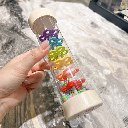 Wooden Rain Sound Tube Instrument - Rain Maker Stick, Hourglass Music Shaker for Hearing Enlightenment Toy