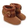 Cute Bowknot Comfortable Boots for Baby Girls, Soft Warm Plus Fleece Boots for Indoor Walking, Autumn and Winter