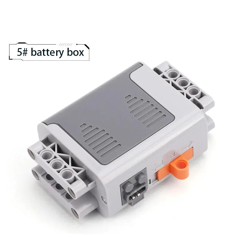 Electric Motor Set for RC Car – Battery Box, Switch, and LED Light Power Functions for MOC Building Blocks