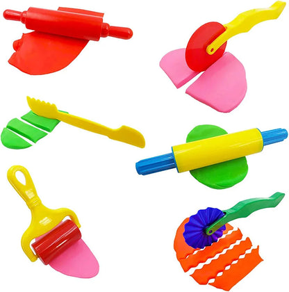 Children's DIY Plasticine Mold Modeling Clay Accessories - Play Dough Tool Kit with Plastic Set, Knife, and Mold, Educational Toys Gift for Kids