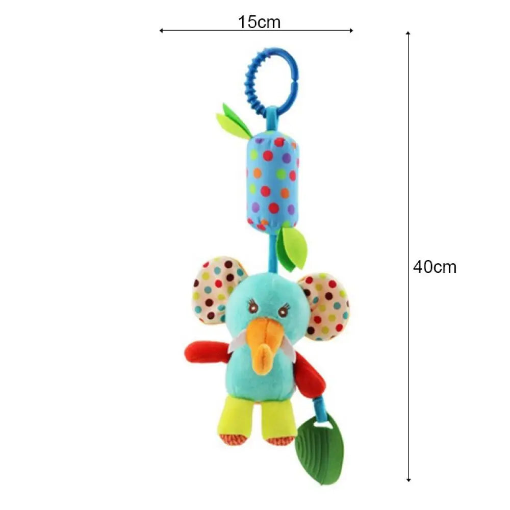 Newborn Soothing Bed Rattle with Teething Toy, Small Animal Bed Bell and Hand Puppet