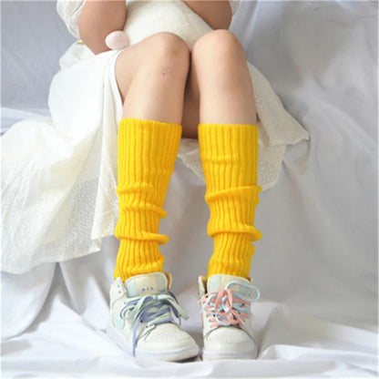 Candy Color Sweet Girl Leg Warmers - NEW Korean Knitted Foot Cover for Women | Solid Color, Autumn & Winter Stylish Elastic Long Tube Socks