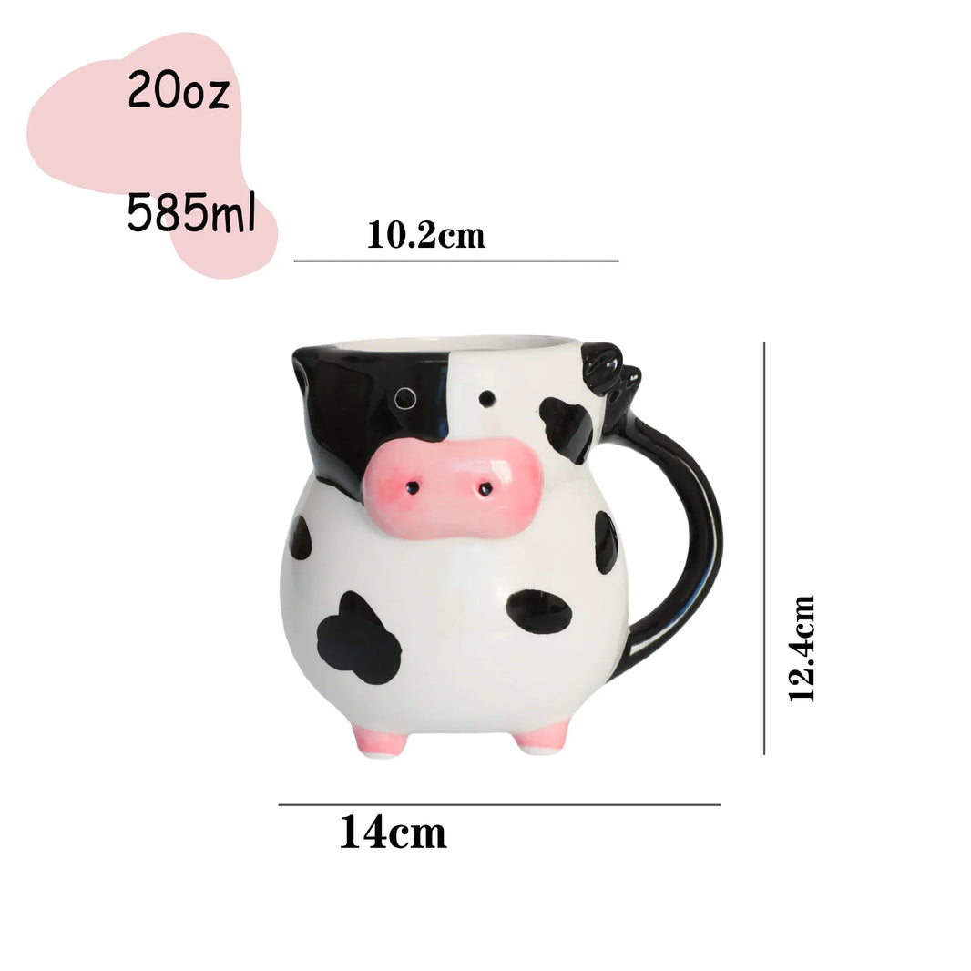 Cute Cartoon Cow Ceramic Coffee & Milk Mug - 1-Piece Kids Breakfast, Dessert & Juice Cup, Christmas Gift