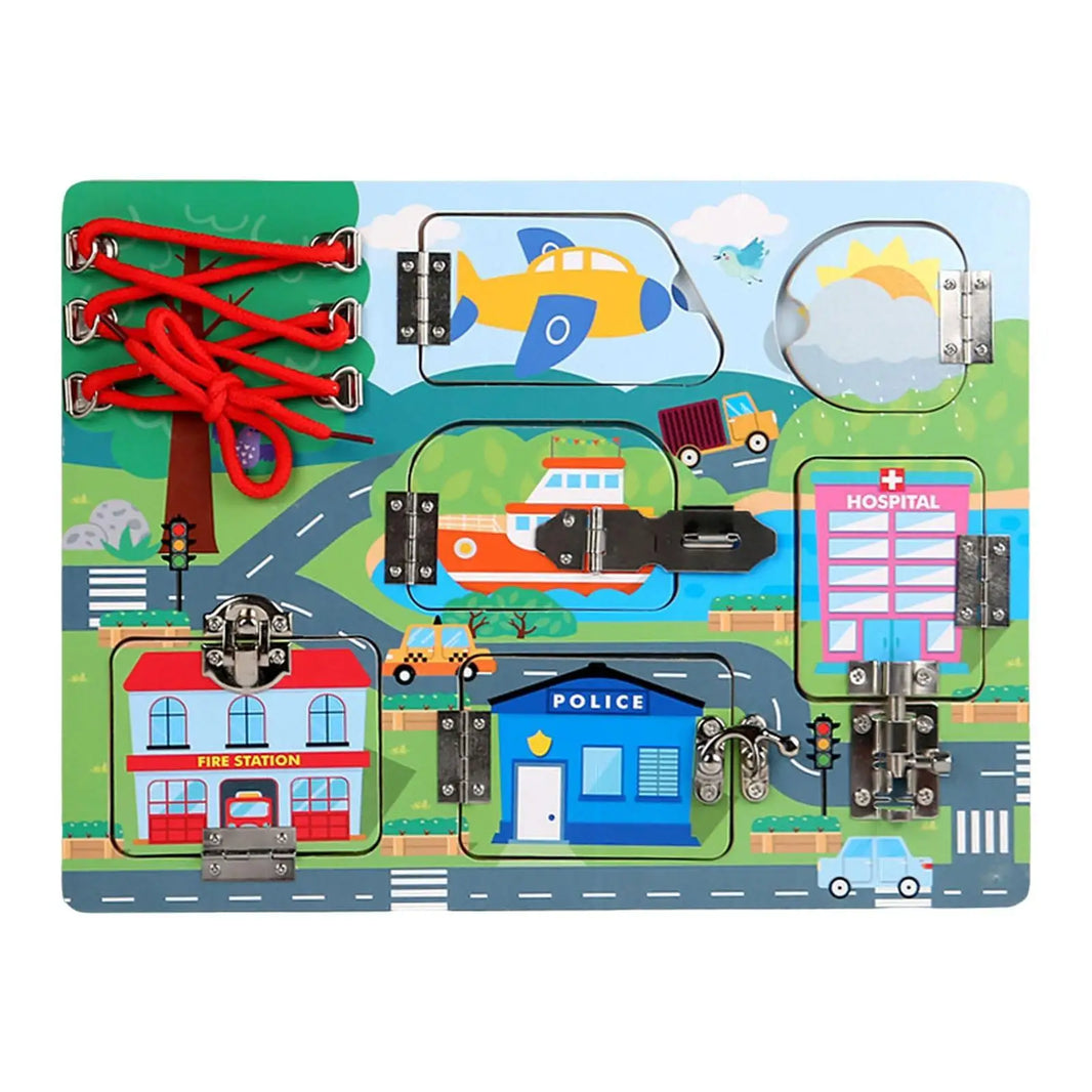 Wooden Activity Board – Basic Skills Learning Toy for Children Ages 2-5