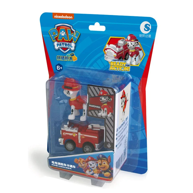 Paw Patrol Vehicle Playset – Chase, Skye, Marshall Pull Back Cars with Ryder Figure Building Blocks Toy