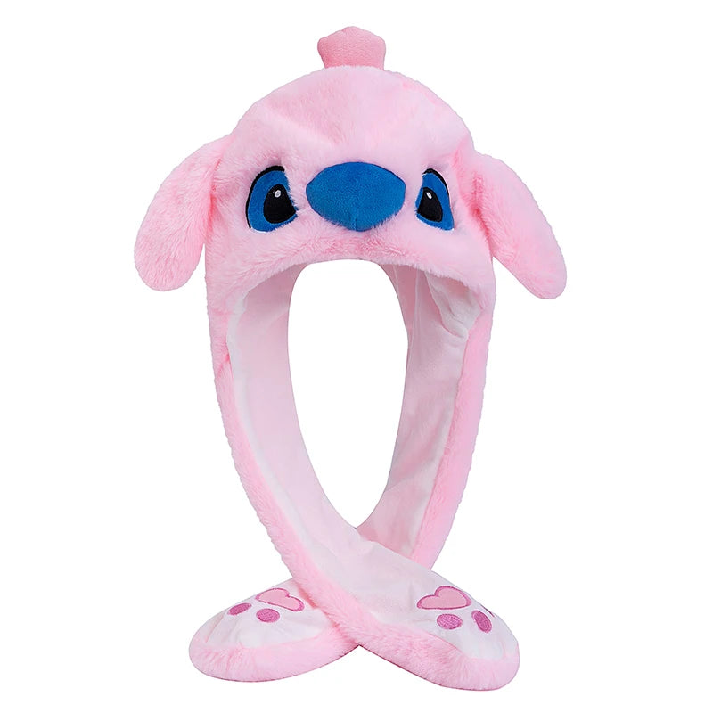 Stitch Bunny Ear Plush Beanie with Moving Ears – Cute Knit Winter Hat for Women & Girls, 55–60 cm (21.7–23.6 in)