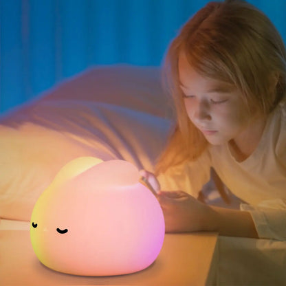 Rabbit Night Light for Kids Cute Bunny USB Silicone Lamp Nursery Toddler Room Decor Gift